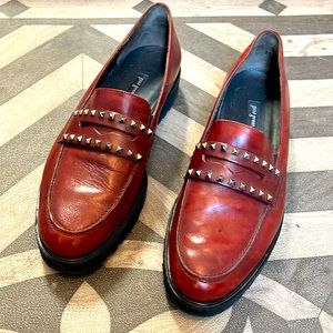 Paul Green Sofia Burgundy Red Leather Studded Loafer 8.5
